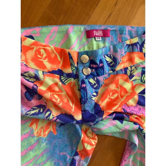 New Elsie & Fred Y2K flared pants Low rise bootcut colorful festival trouser XS - Picture 6 of 7